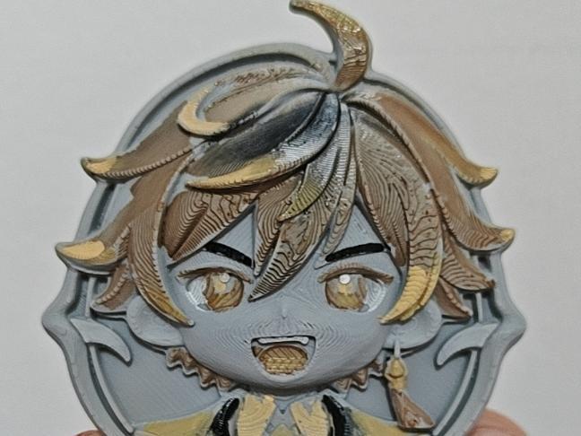 Chibi Big Head Genshin Impact Little Zhongli 3D Badge Token