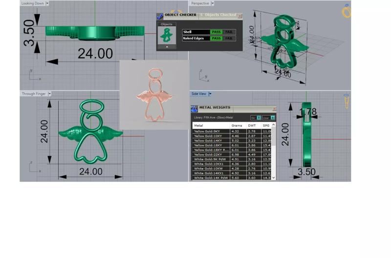 STL 3dm gold Pendant An Angel of Gold and Love gp0480