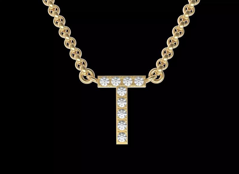 T Letter Pendant Necklace