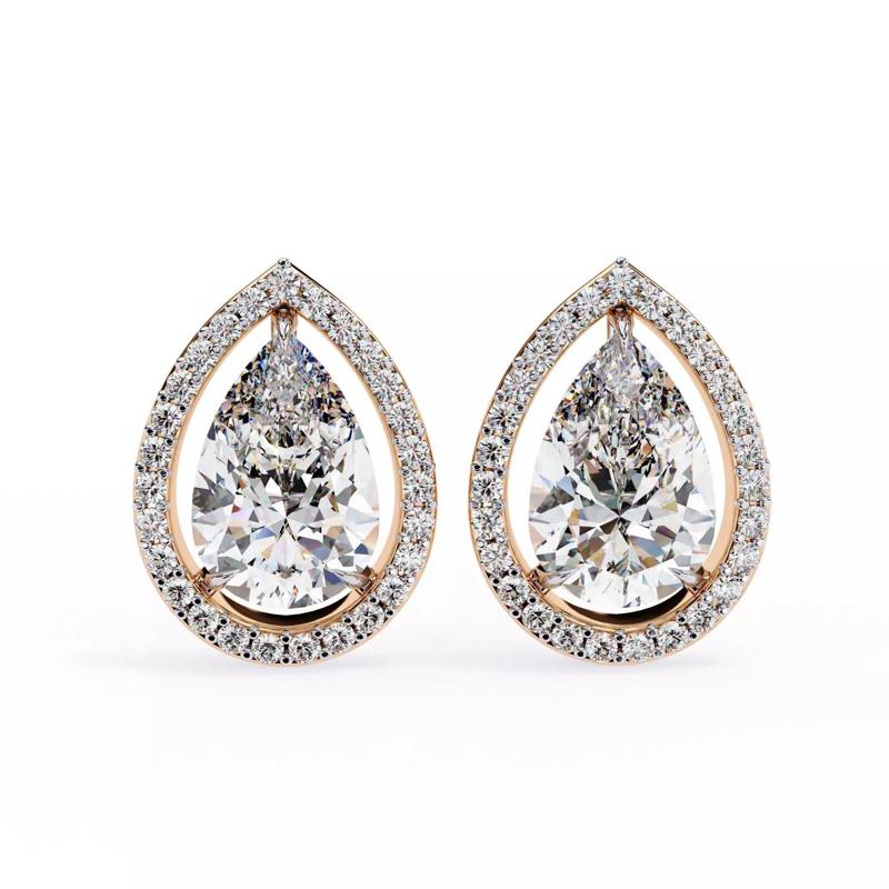 Diamond Studs Earrings 360 animation renders 3dm stl details