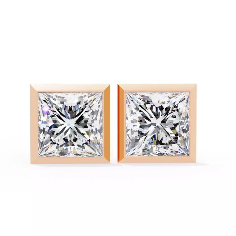 Diamond Studs Earrings 360 animation renders 3dm stl details