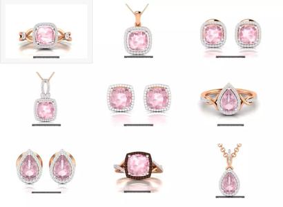 9 Pink  Pendant Earrings Ring 3dm stl render details 3D Model Collection