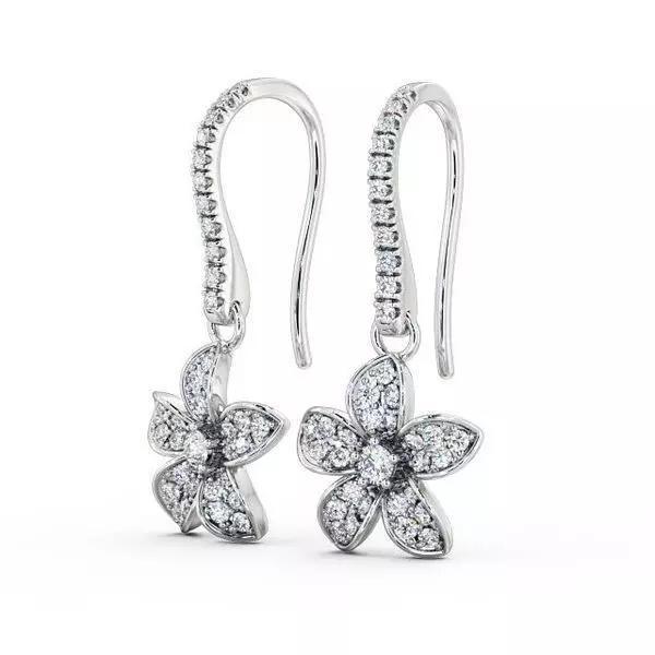 stl file pair of diamond flower earrings in gold