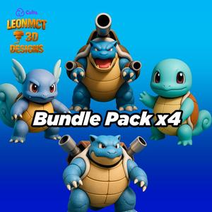 Squirtle, Wartortle,Blastoise,Mega Blastoise pack x4 Pokemons