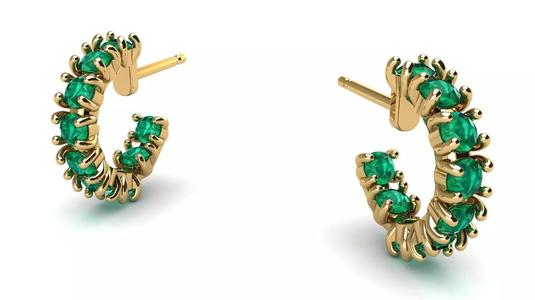 Round Gems Hoop Earrings 14 mm diameter