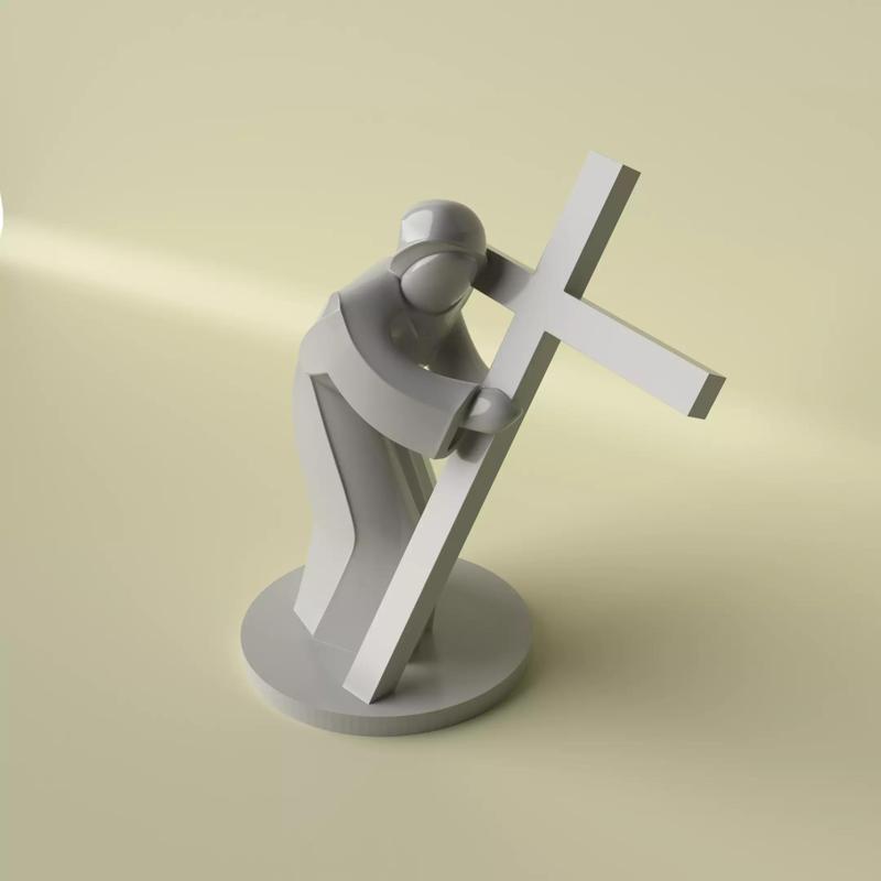 Minimalist Christ Sculpture with Cross