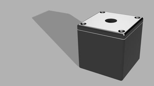 Cube with screw on lid with hole for toggle switch