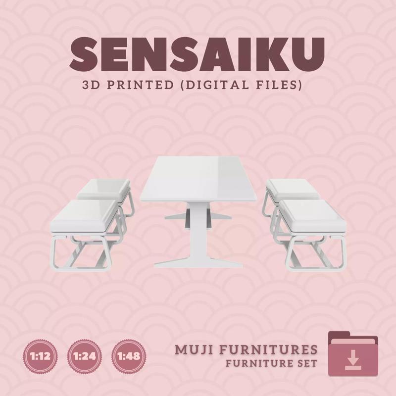 7 Muji Table 60 In and Chair Set V7 for Dollhouse 3D Print