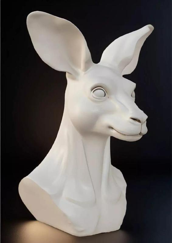 Kangaroo Head Bust3D Model STLPrintable Australian Wildlife