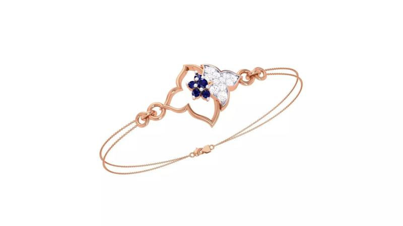 Flower Women Light wt Diamond Bracelet 3dm stl obj gltf glb 3mf