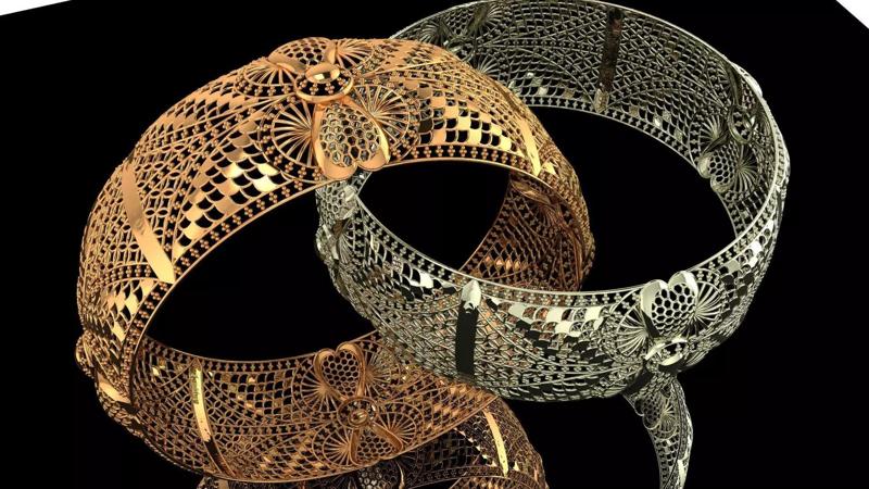 1371 Ornate Blossom Gold Bangle 16gm