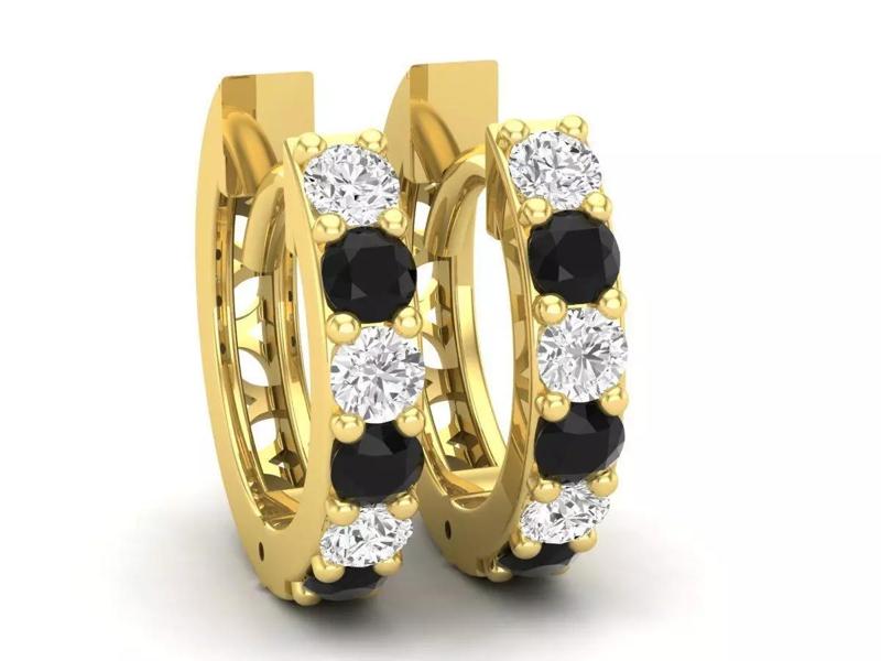 AV 596 Round Diamond Ladies Hoop Earrings