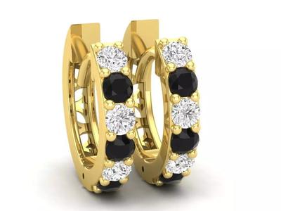 AV 596 Round Diamond Ladies Hoop Earrings