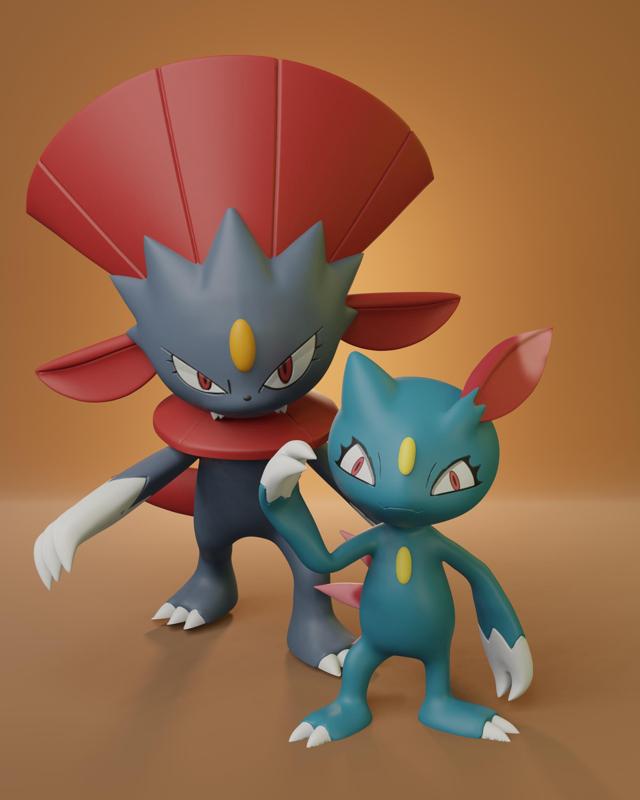 Pokemon - Sneasel and Weavile with 2 different poses