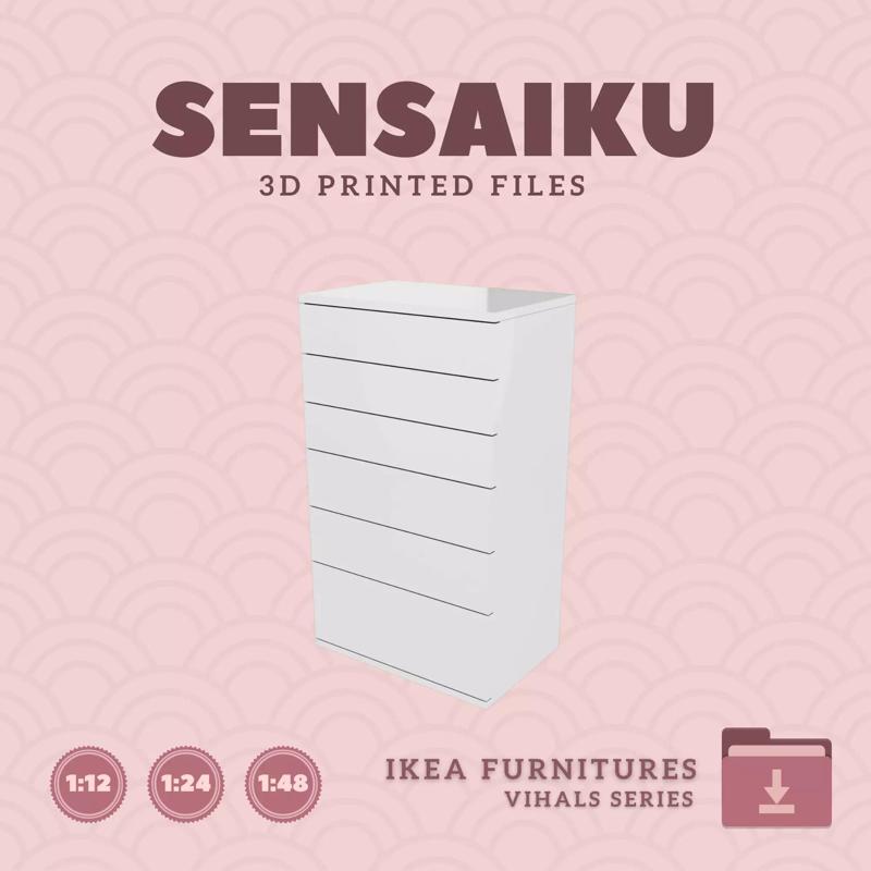 VIHALS 6 Drawer Dresser V2 for Mini Dollhouse - IKEA - 3D Print