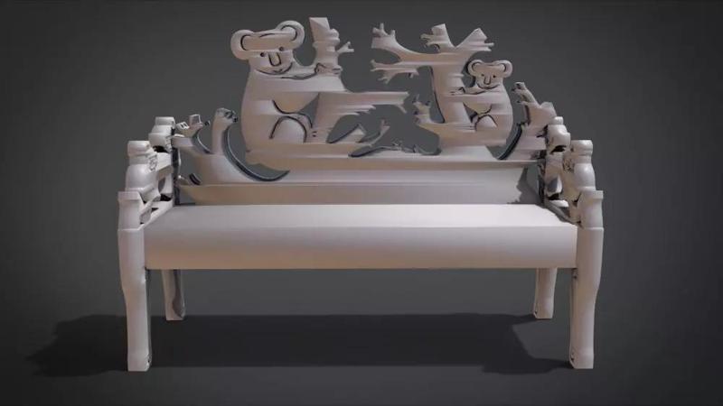 Unique Long Chair Ornament with Koala Ornament motif