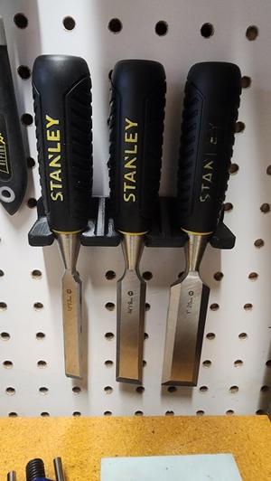 Stanley 3-Piece Wood Chisel Set 1/4" Inch Pegboard Wall Mount