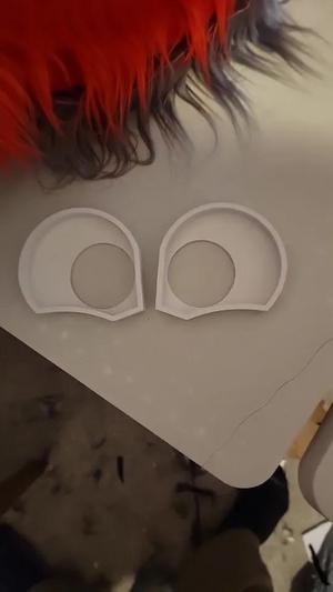 Fursuit, costume, furry. eye sockets happy male regular.   