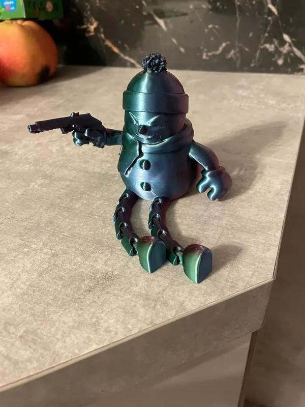 Articulated snowman with a gun   