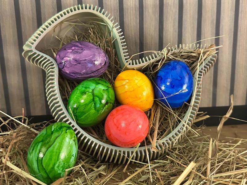 Easter basket chick shape Easter eggs Easter