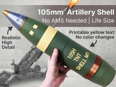 Life-Size 105mm Artillery Shell | High Detail