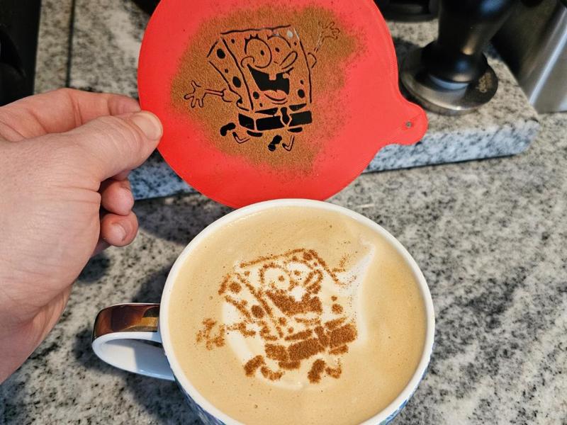Perfect Jumping Spongebob Latte Art Stencil