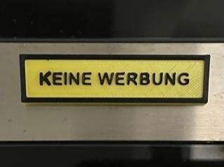 Briefkastenschild "Keine Werbung"