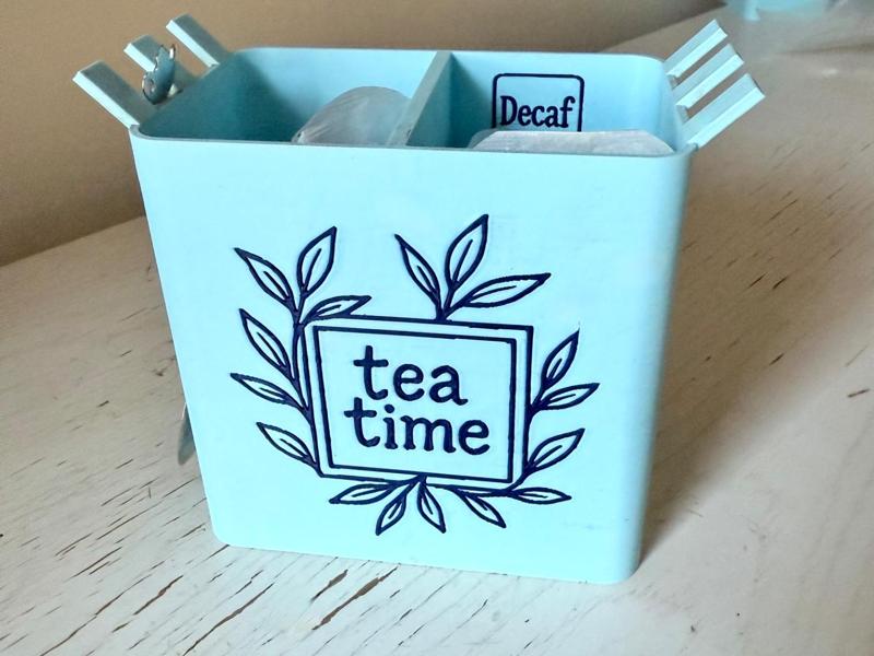 Tea Caddy Organizer with Spoon Hook and Dividers