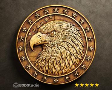 American Eagle Relief for CNC Laser and 3D Print STL File and 4K Grayscale TIF - High Detail 3D Model