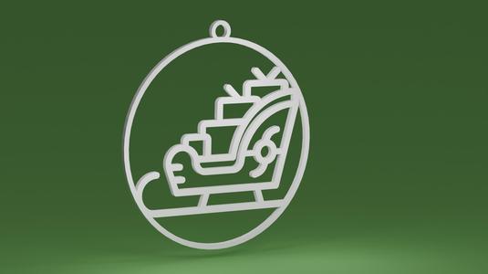 Sled inside a bauble (Christmas tree ornament)