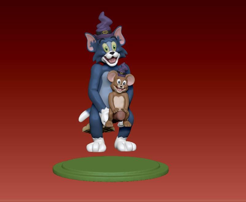 tom and jerry on the flying broom stick for the halloween