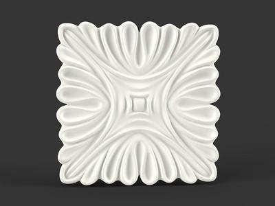 Carved Square Floral Rosette for Classic Furniture
