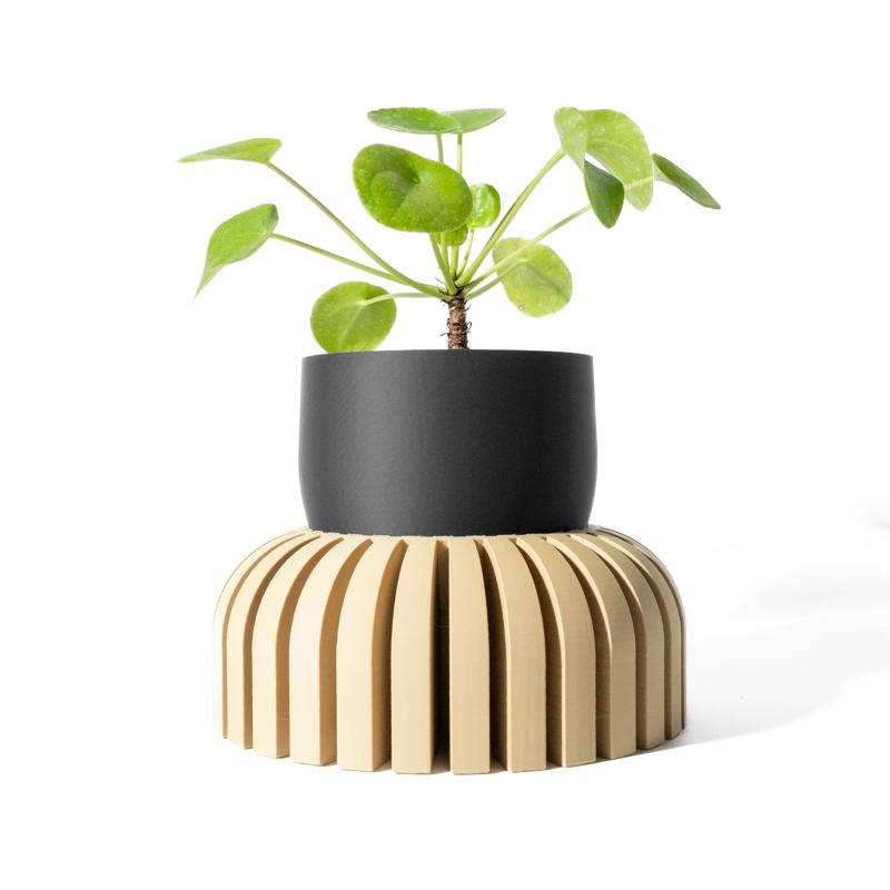 The Karis Planter Pot with Drainage Tray & Stand: Modern and Unique Home Decor for Plants and Succulents  | STL File