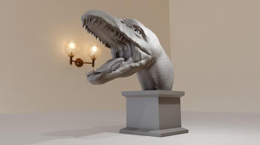plesiosaurus dinosaur roaring bust stl