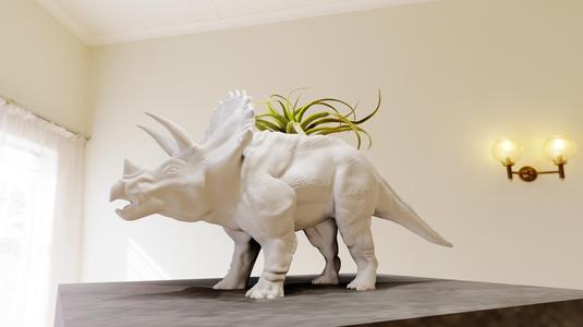 triceratops statue planter pot flower vase stl