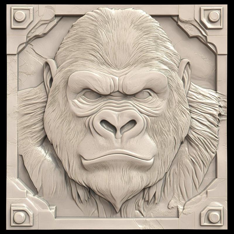 3D Model STL File for CNC Router/Laser & 3D Printer A Gorilla with Intelligence Superior to that of Humans 2