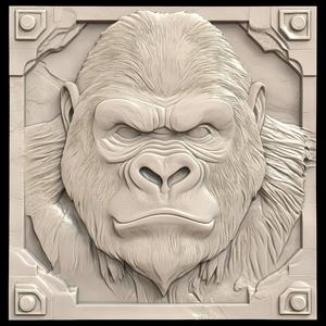 3D Model STL File for CNC Router/Laser & 3D Printer A Gorilla with Intelligence Superior to that of Humans 2