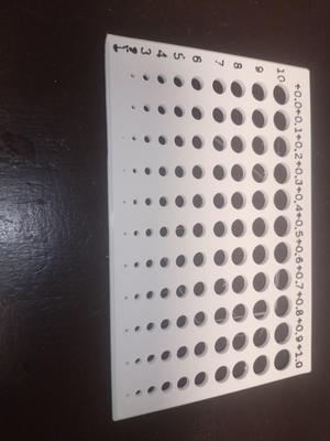 Reference plate for drill 1.0 to 11 mm