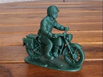 Green Toy Soldier Army Man riding Motorcycle USA