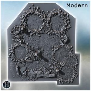 Set of craters with debris and accessories (1) - Modern WW2 WW1 World War Diaroma Wargaming RPG Mini Hobby