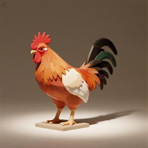 1136 Colorful 3D Model of a Rooster on Base, pug, dachshund, poodle, rooster, dog, dogue, elephant, beagle, monkey, lion, fox, bull terrier, pomeranian, galgo, wolf, doberman pinscher, newfoundland, crocodile