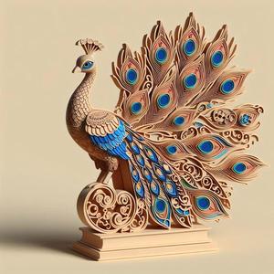 1138 Colorful 3D Model of a Peacock on Base, pug, dachshund, poodle, rooster, dog, dogue, beagle, peacock, lion, fox, bull terrier, pomeranian, galgo, wolf, doberman pinscher, newfoundland, decorative, crocodile