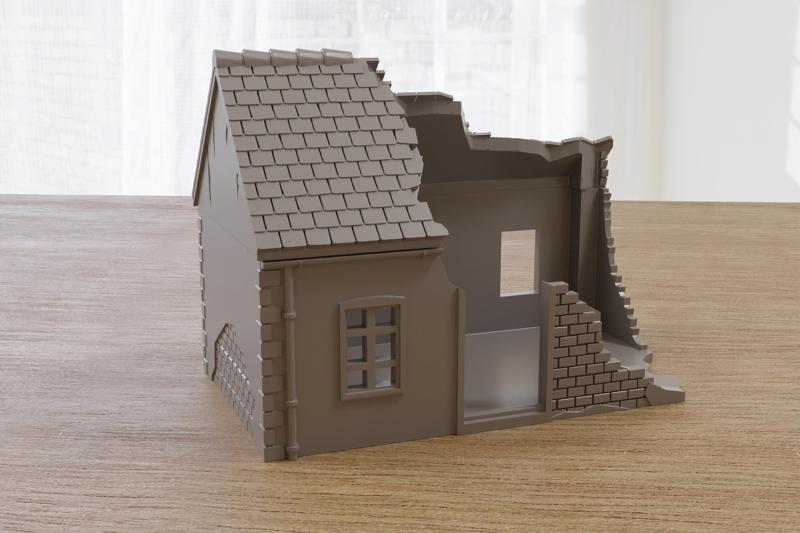 French House FH_SS01 Destroyed Normandy Wargaming Terrain