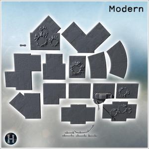Modular tar road set with car body and metal safety barriers (7) - Modern WW2 WW1 World War Diaroma Wargaming RPG Mini Hobby