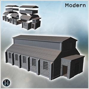 Large industrial building with stone base and corrugated roof (9) - Modern WW2 WW1 World War Diaroma Wargaming RPG Mini Hobby