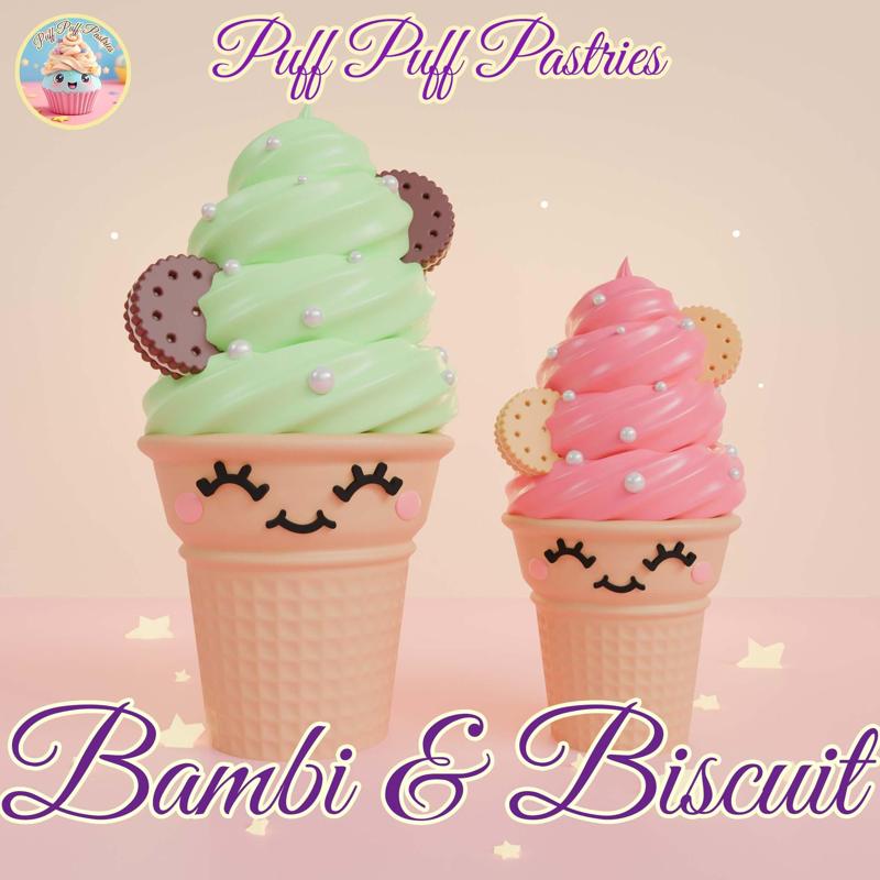 Kawaii Ice cream Bambi and Biscuit