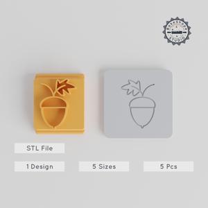 Acorn Stamp Tile Set, 5 Sizes, Perfect for Clay, Cookies & Fondant, Seasonal Nature Decoration PRODUCT_1771