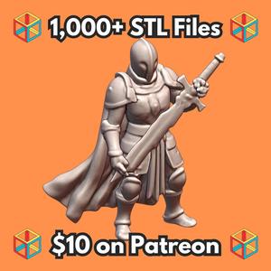 28mm DND Gallant Warrior with Raised Sword Fantasy Mini MineeForm FDM 3D Print STL File