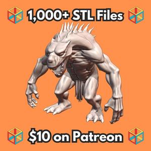 28mm DND Fierce Mutant Beast with Spiked Back Fantasy Miniature MineeForm FDM 3D Print STL File