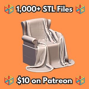 24th Scale Model Cozy Armchair with Draped Blanket MineeForm FDM 3D Print STL File